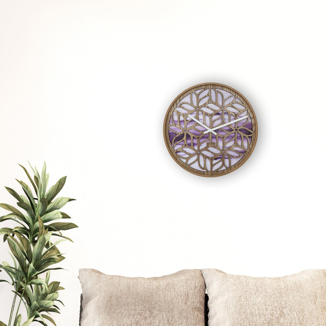 Wall clock 40cm - Silent - Purple - Wood - "Yogi" - Goat Corp