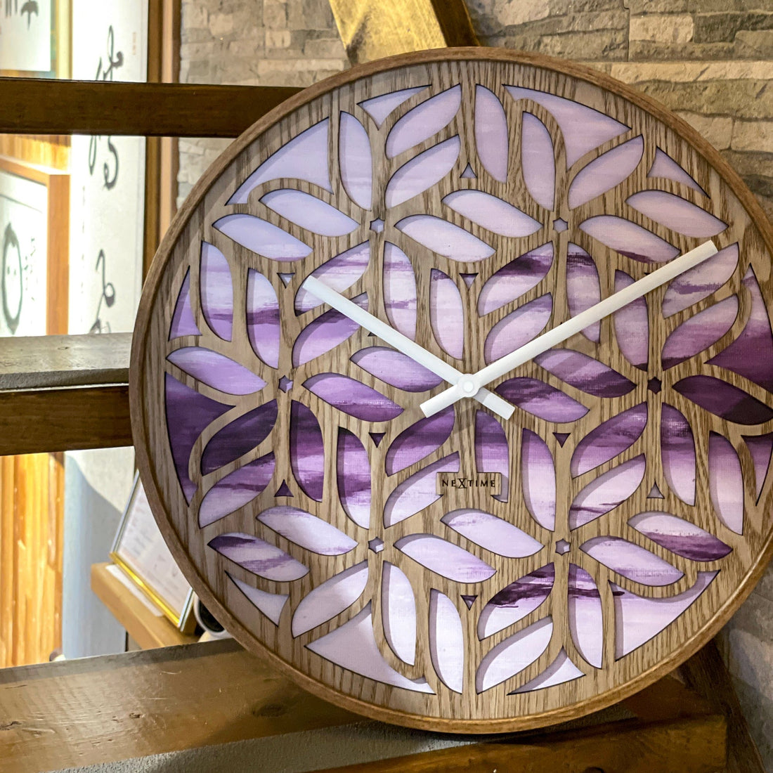 Wall clock 40cm - Silent - Purple - Wood - "Yogi" - Goat Corp