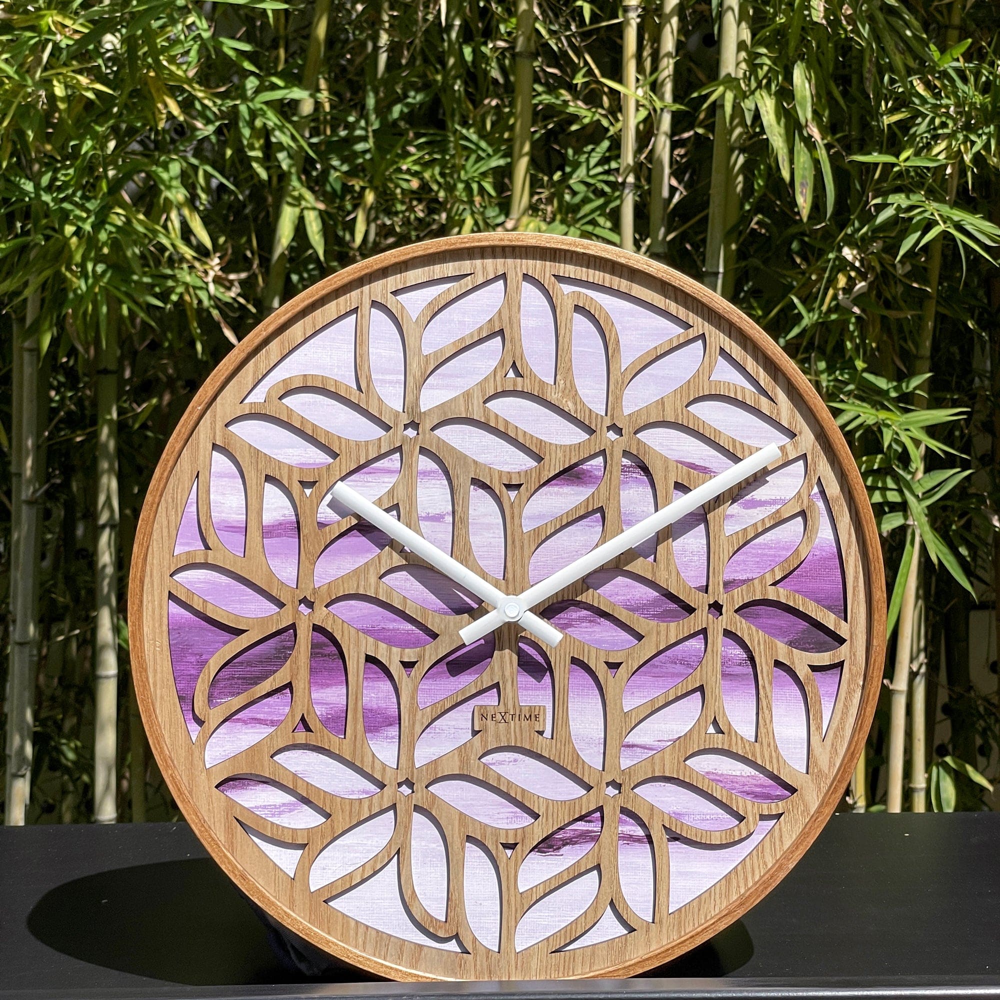 Wall clock 40cm - Silent - Purple - Wood - "Yogi" - Goat Corp