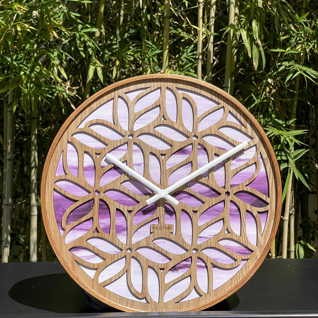 Wall clock 40cm - Silent - Purple - Wood - "Yogi" - Goat Corp