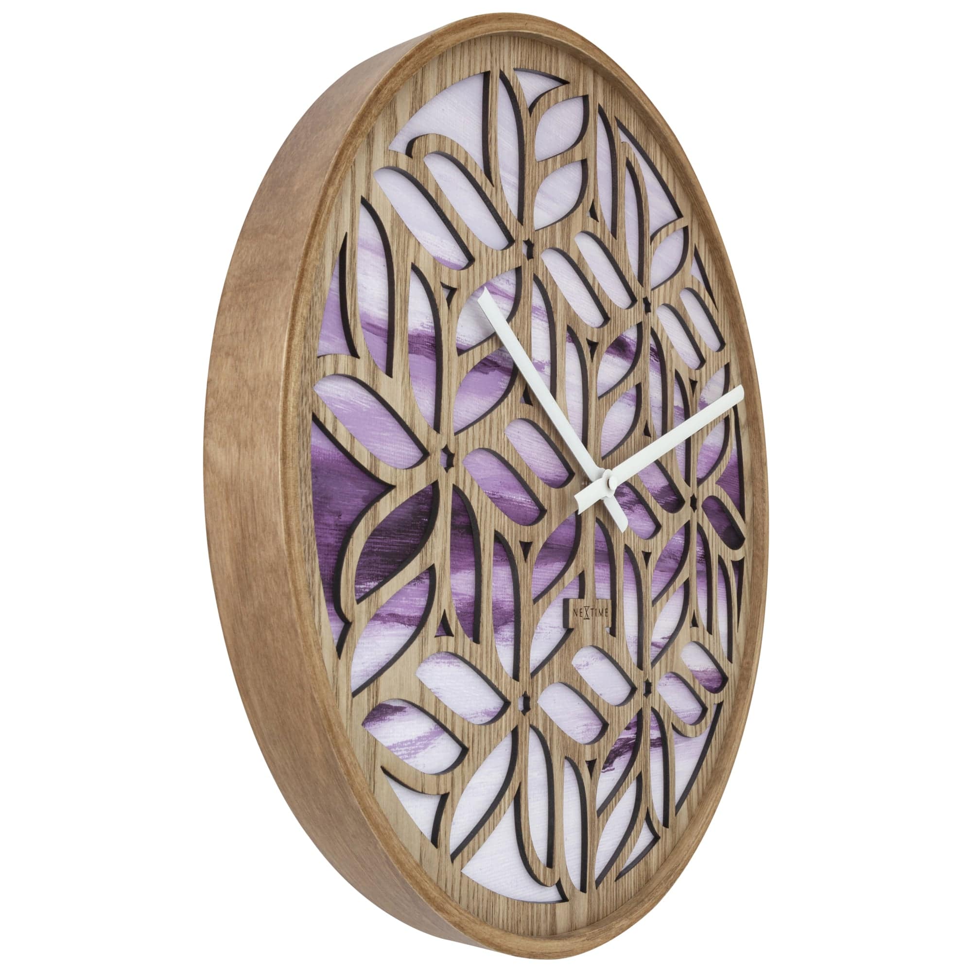 Wall clock 40cm - Silent - Purple - Wood - "Yogi" - Goat Corp