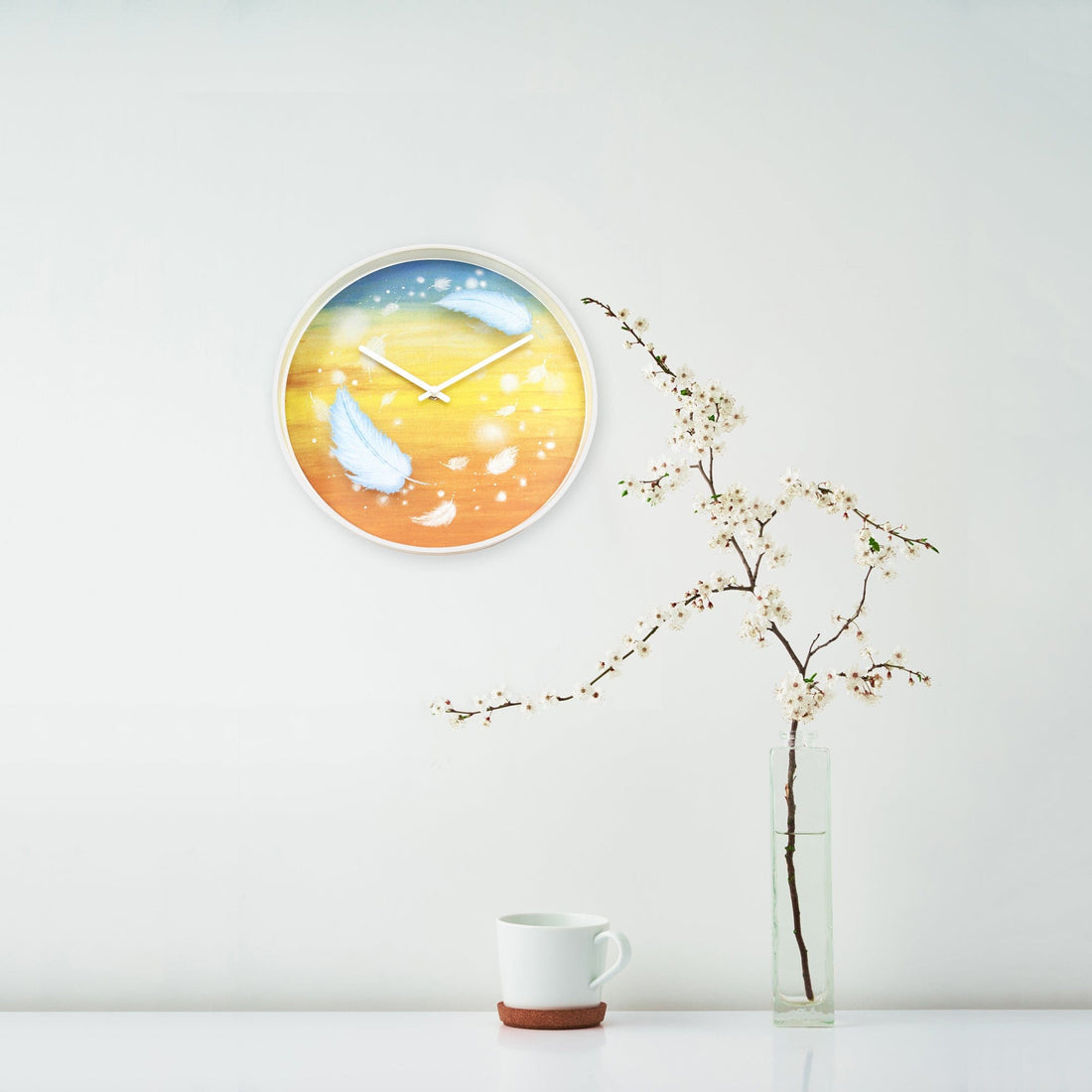 Wall clock 30cm - Silent - Multicolour - Plastic - "Feathers" - Goat Corp