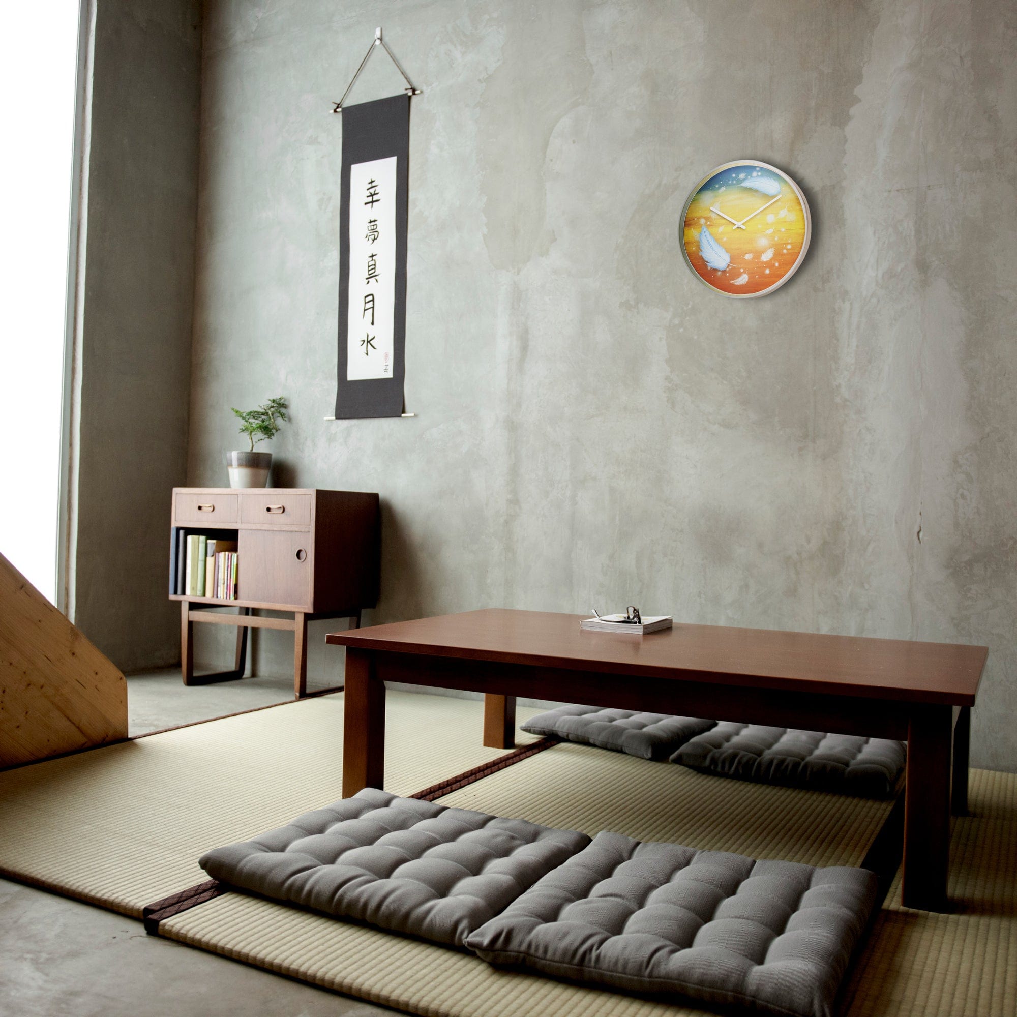 Wall clock 30cm - Silent - Multicolour - Plastic - "Feathers" - Goat Corp