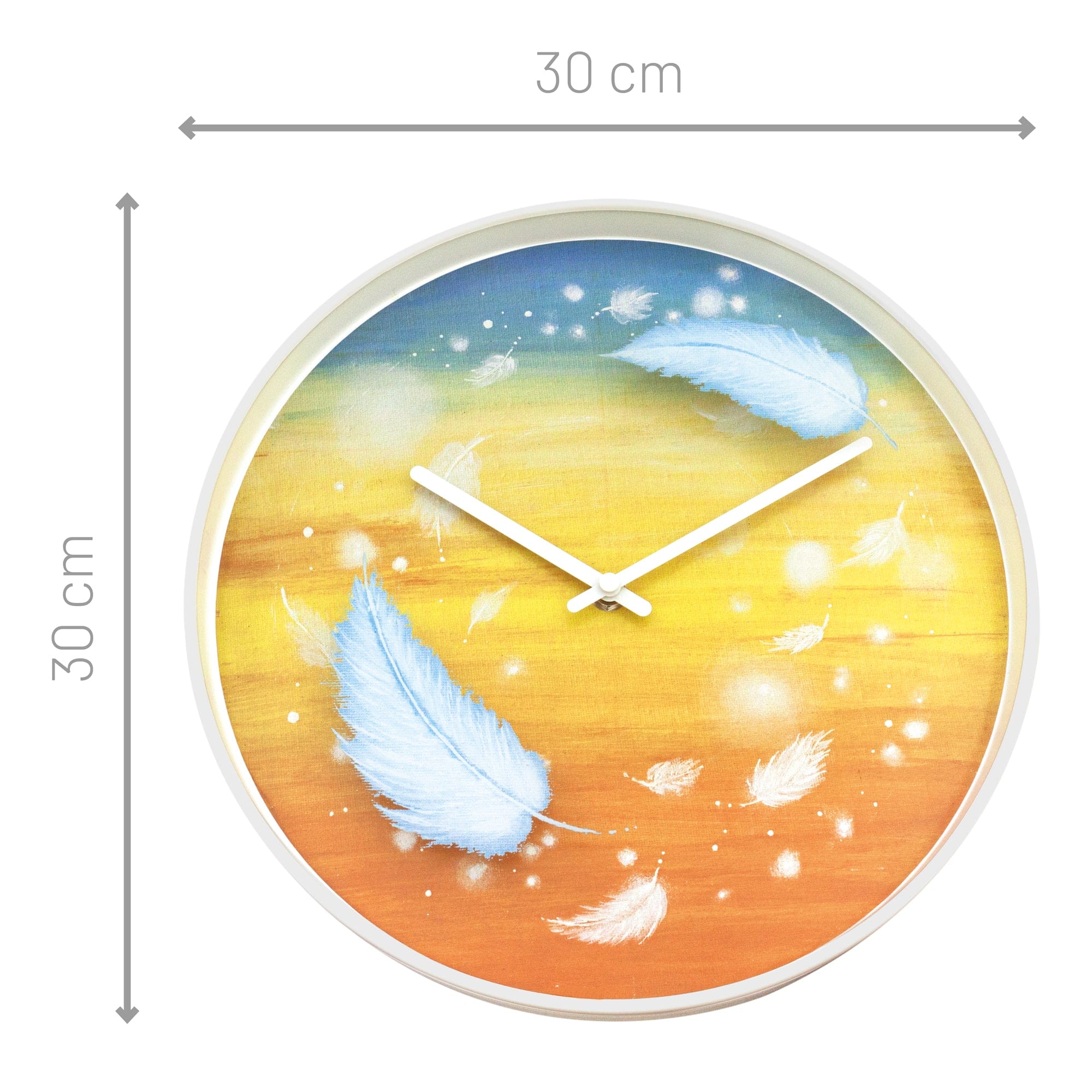 Wall clock 30cm - Silent - Multicolour - Plastic - "Feathers" - Goat Corp