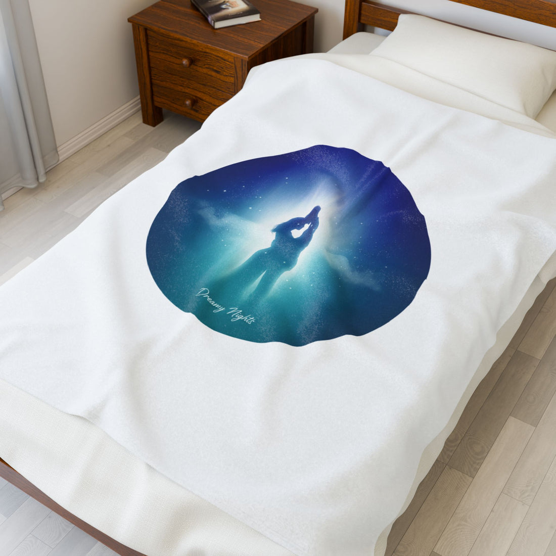 Afterlight Nightscape Couple, Velveteen Plush Blanket | luminous night bloom, cinematic glow