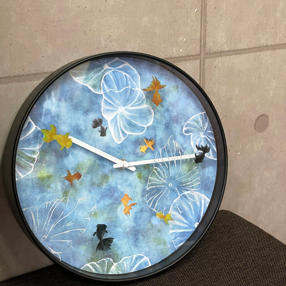 Wall clock 30cm - Silent - Blue - Plastic - "Pond" - Goat Corp