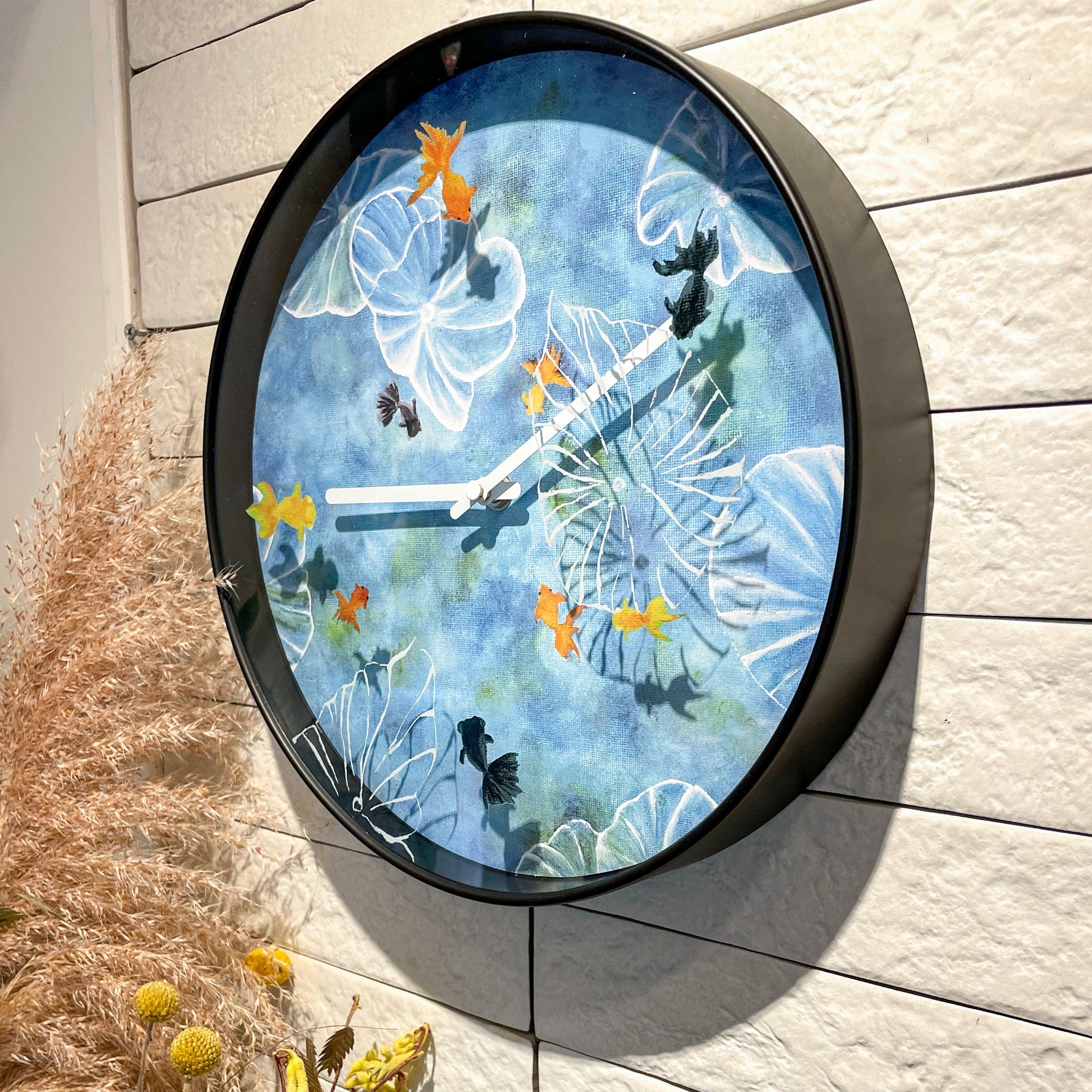 Wall clock 30cm - Silent - Blue - Plastic - "Pond" - Goat Corp