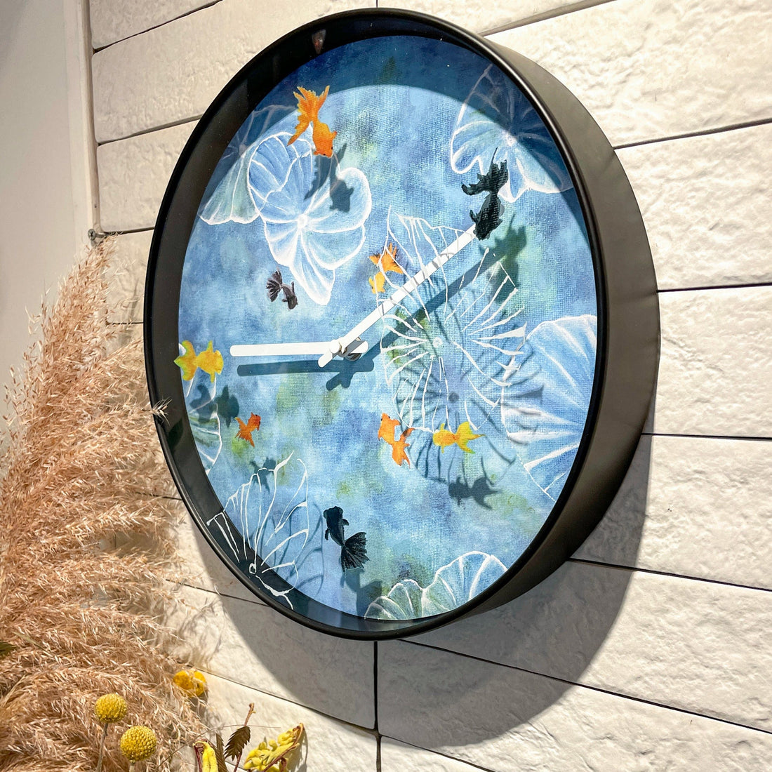 Wall clock 30cm - Silent - Blue - Plastic - "Pond" - Goat Corp