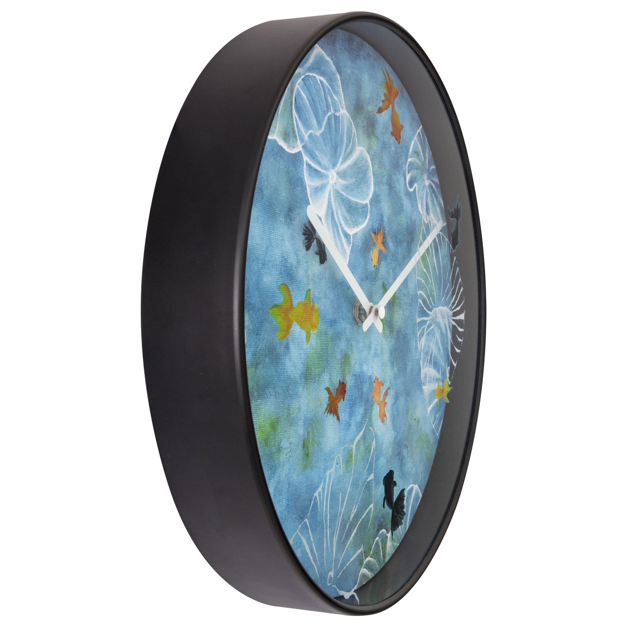 Wall clock 30cm - Silent - Blue - Plastic - "Pond" - Goat Corp
