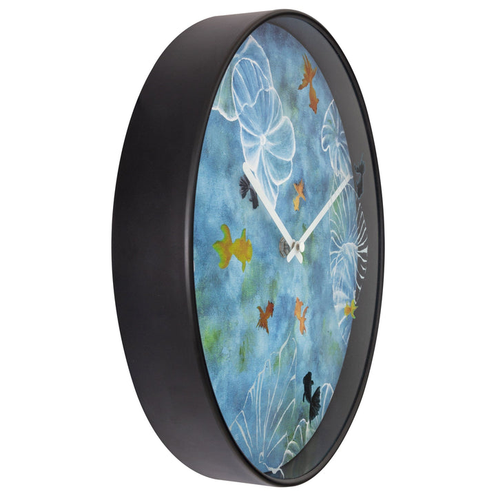 Wall clock 30cm - Silent - Blue - Plastic - "Pond" - Goat Corp