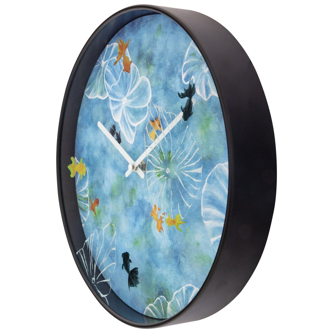 Wall clock 30cm - Silent - Blue - Plastic - "Pond" - Goat Corp