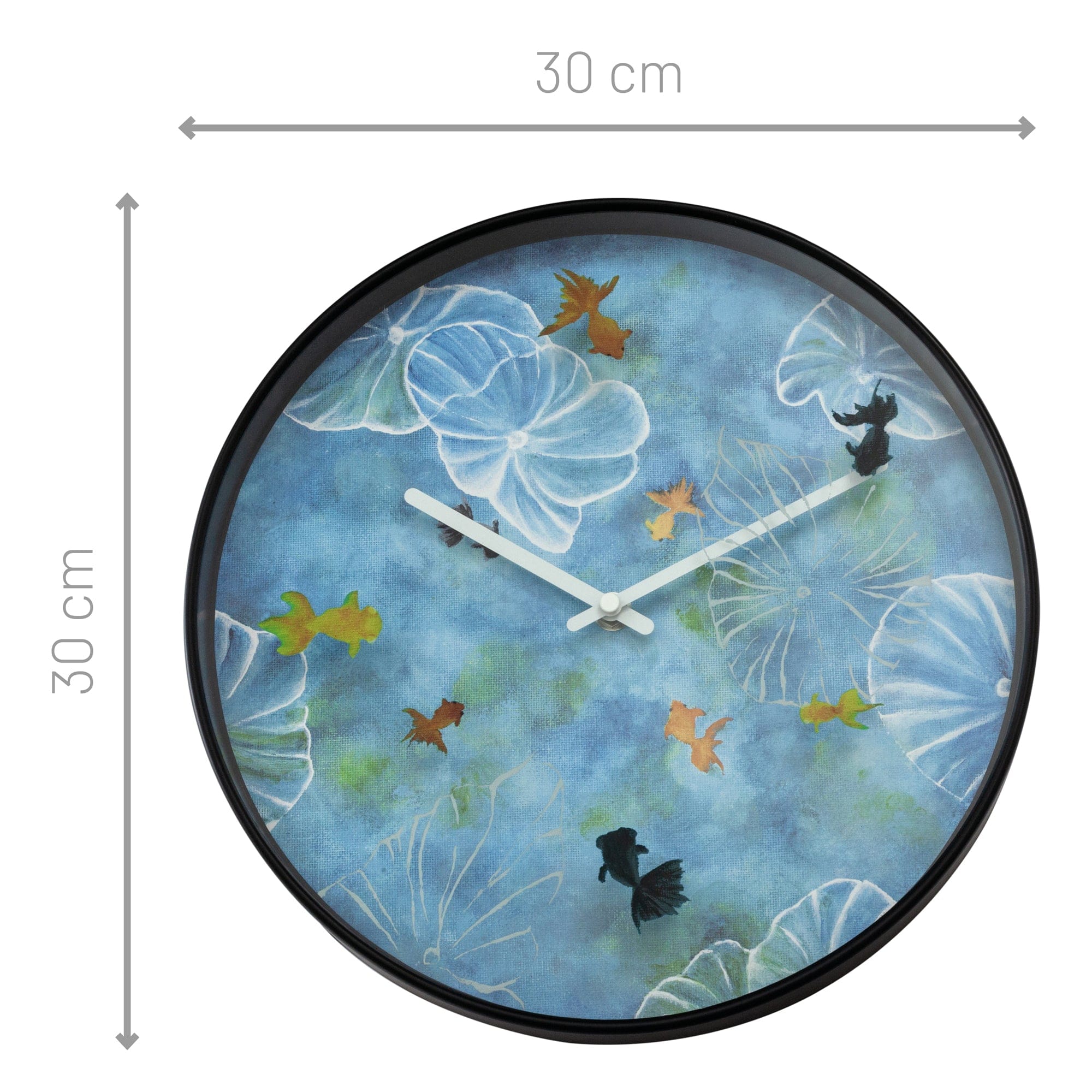 Wall clock 30cm - Silent - Blue - Plastic - "Pond" - Goat Corp