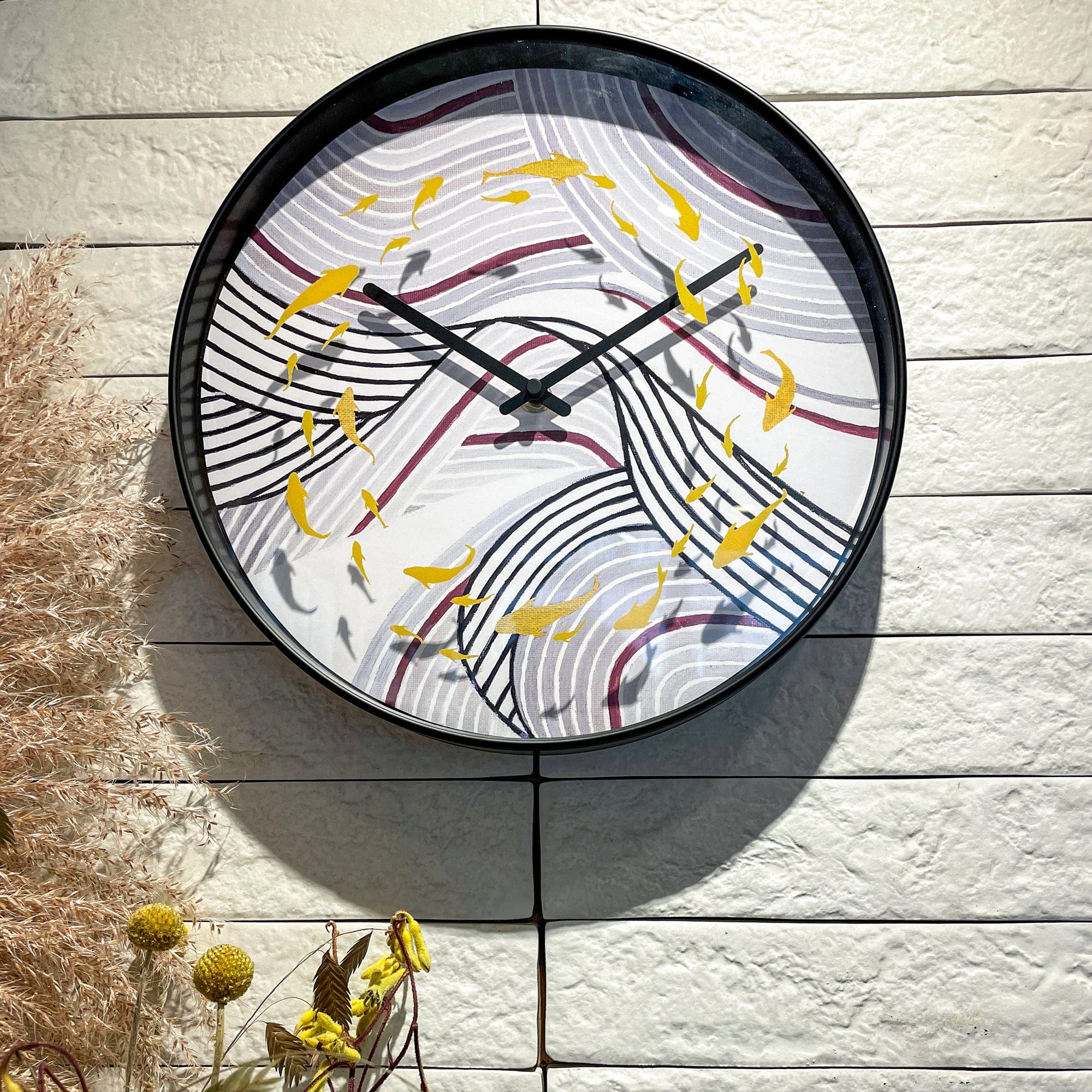 Wall clock 30cm - Silent - Grey - Plastic - "Koi" - Goat Corp