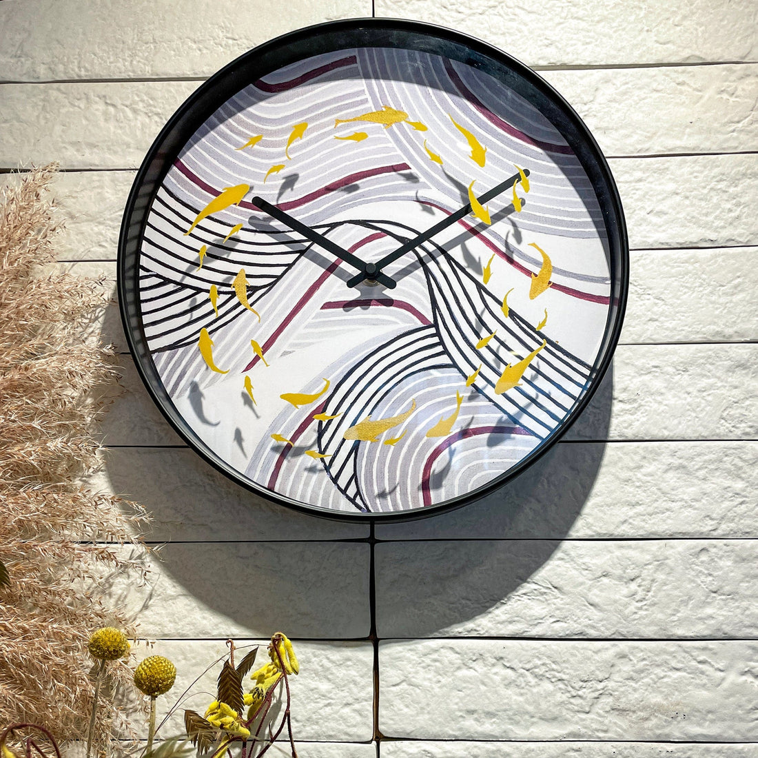 Wall clock 30cm - Silent - Grey - Plastic - "Koi" - Goat Corp