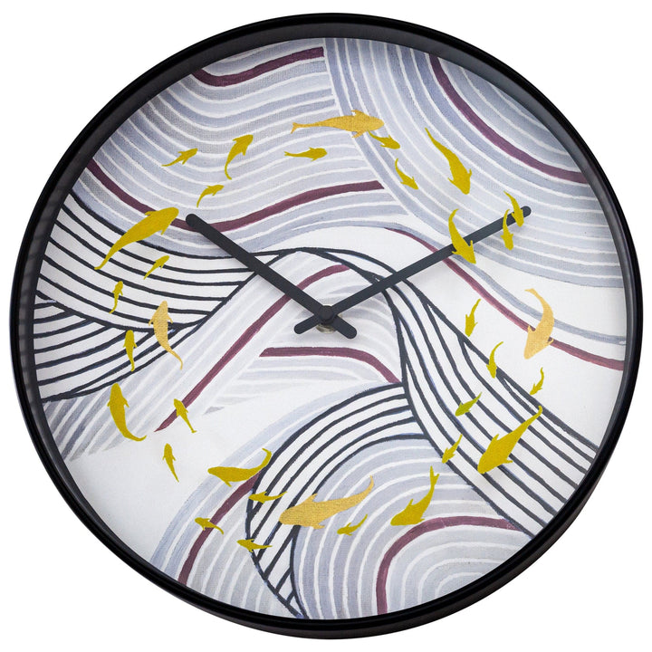 Wall clock 30cm - Silent - Grey - Plastic - "Koi" - Goat Corp