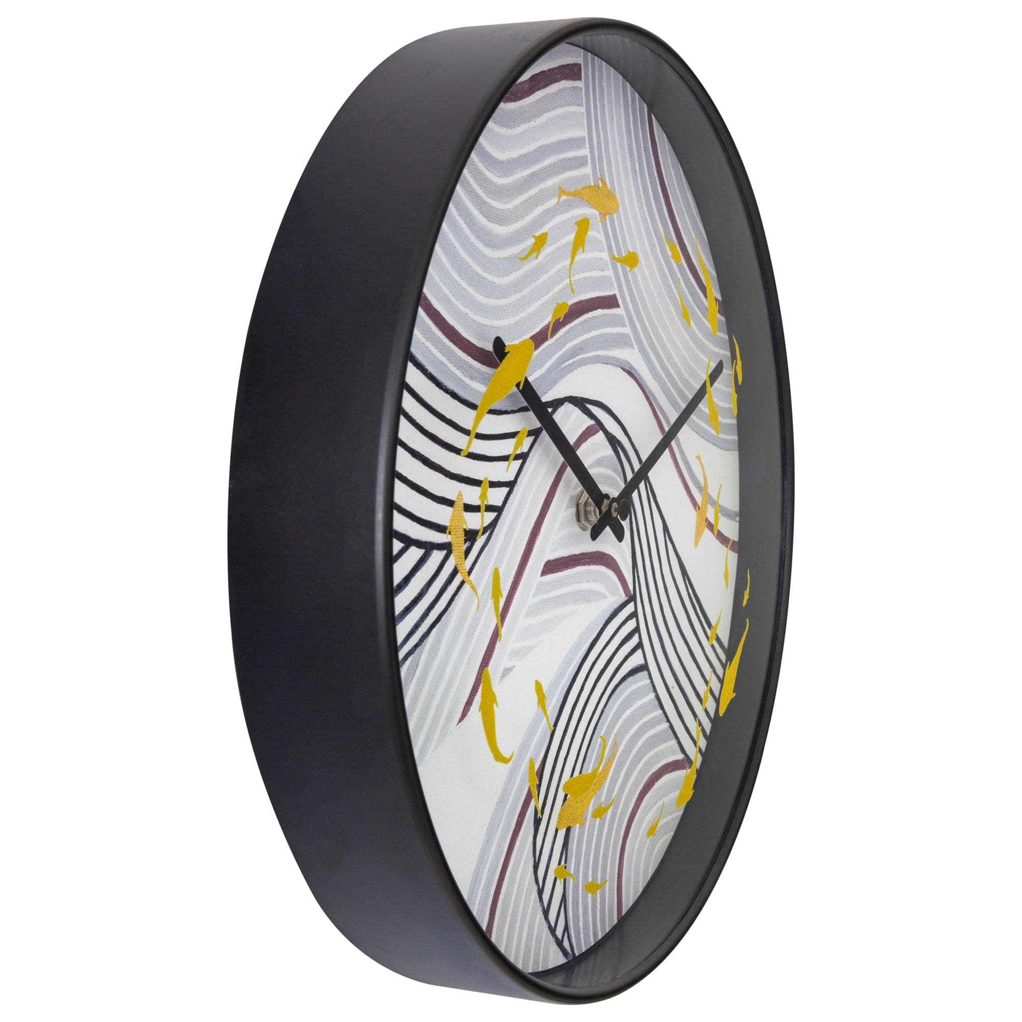 Wall clock 30cm - Silent - Grey - Plastic - "Koi" - Goat Corp