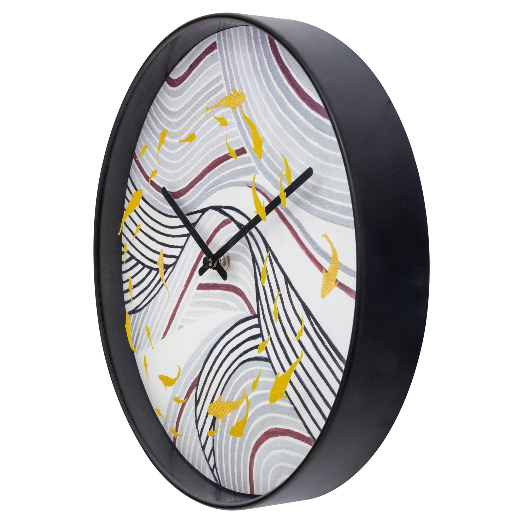 Wall clock 30cm - Silent - Grey - Plastic - "Koi" - Goat Corp
