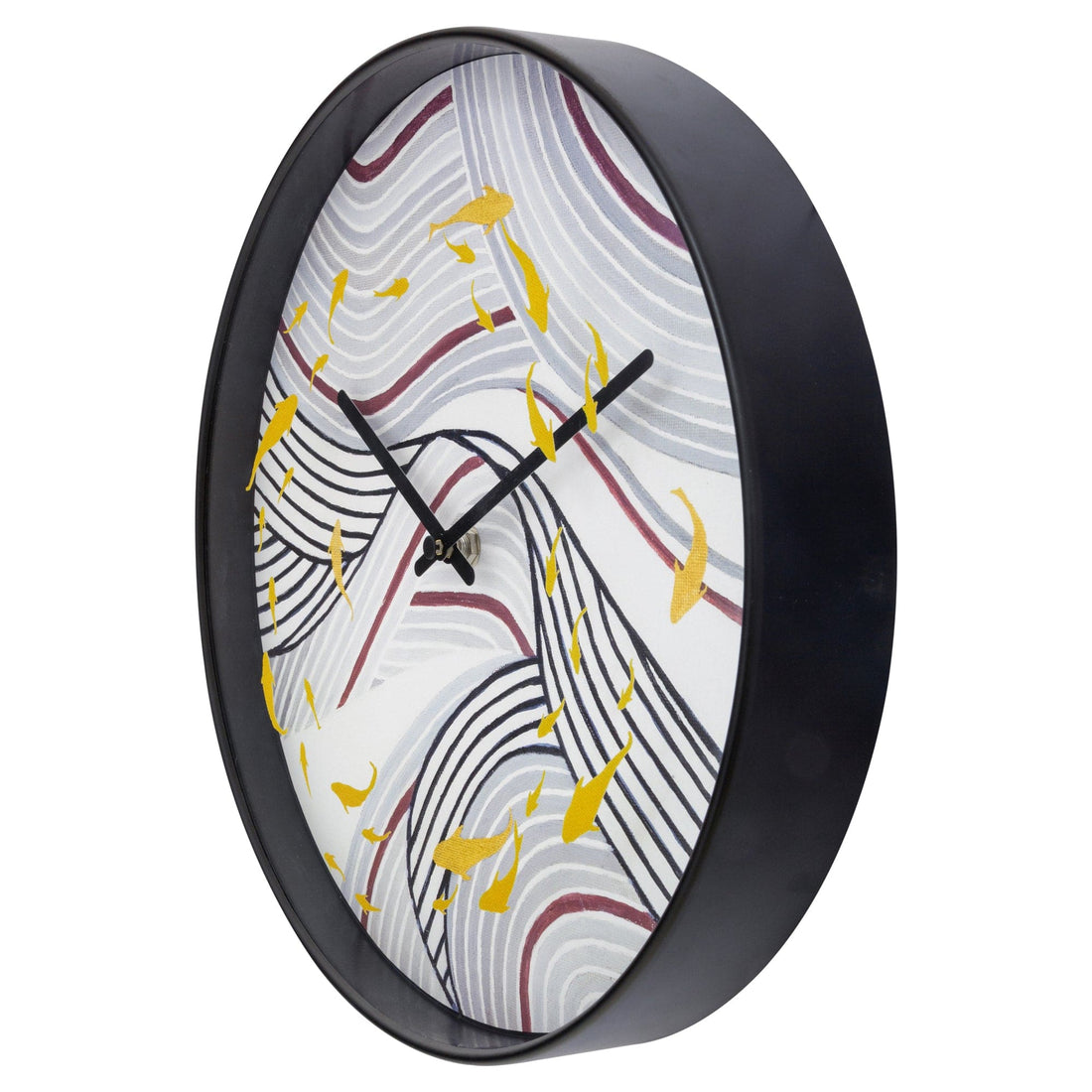 Wall clock 30cm - Silent - Grey - Plastic - "Koi" - Goat Corp