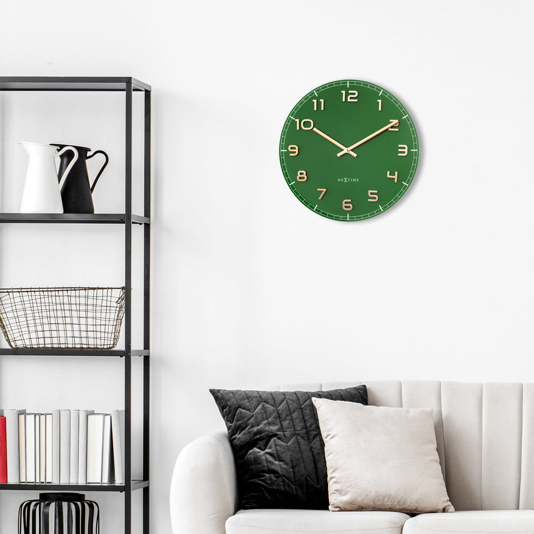 Wall clock 40cm - Silent - Green - Glass/Aluminium - "Classy Medium" - Goat Corp