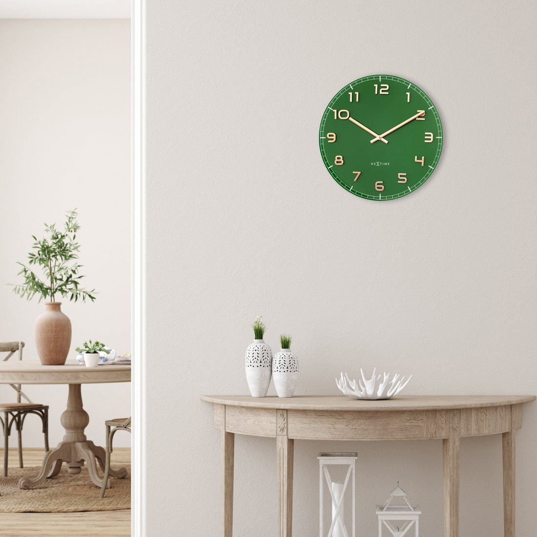 Wall clock 40cm - Silent - Green - Glass/Aluminium - "Classy Medium" - Goat Corp