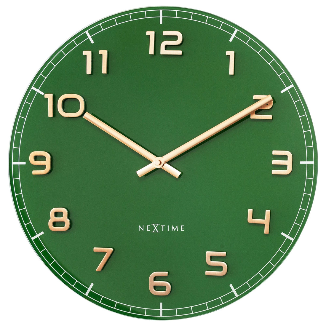 Wall clock 40cm - Silent - Green - Glass/Aluminium - "Classy Medium" - Goat Corp