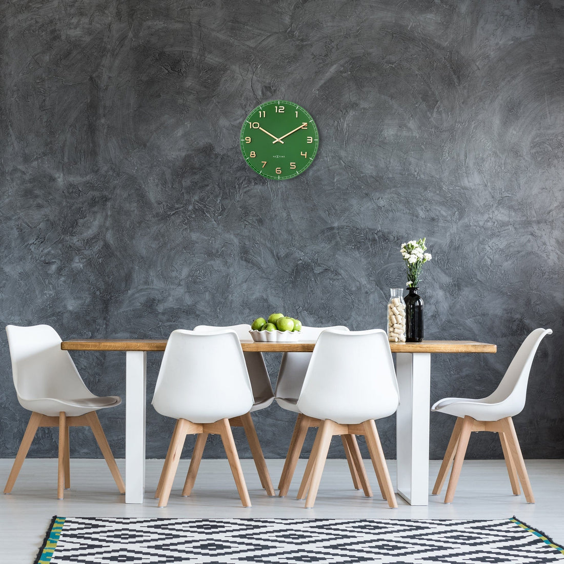 Wall clock 40cm - Silent - Green - Glass/Aluminium - "Classy Medium" - Goat Corp