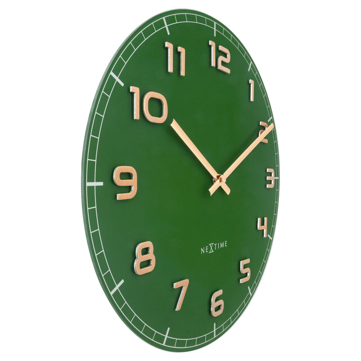Wall clock 40cm - Silent - Green - Glass/Aluminium - "Classy Medium" - Goat Corp