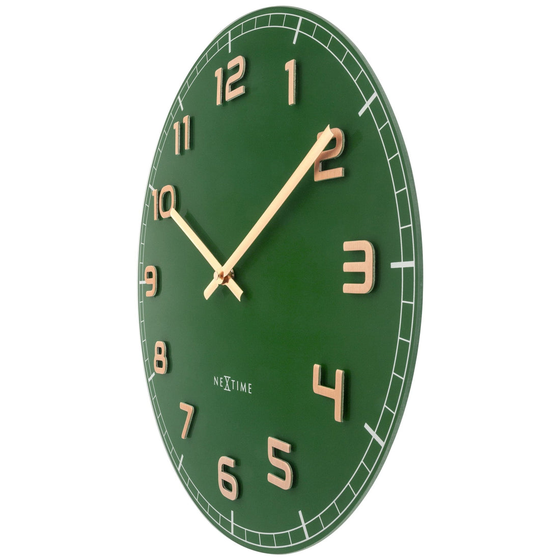 Wall clock 40cm - Silent - Green - Glass/Aluminium - "Classy Medium" - Goat Corp
