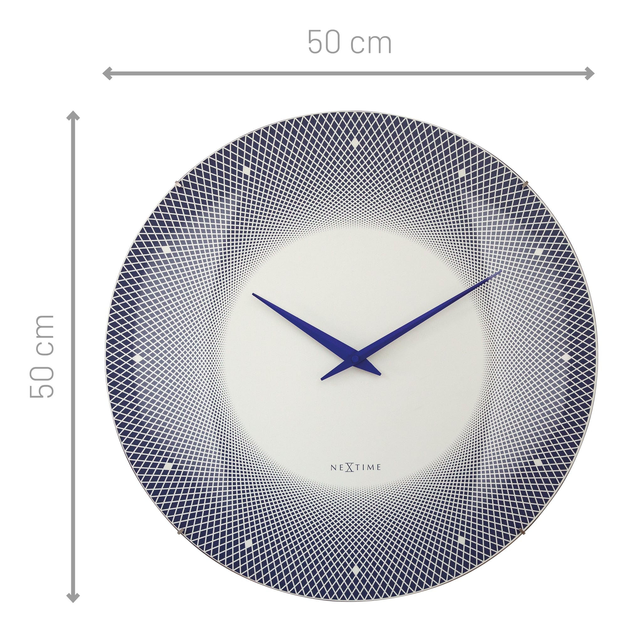 Large Wall Clock 50cm Domed Glass Lens - Silent - Glass - "Deep 50" - Goat Corp