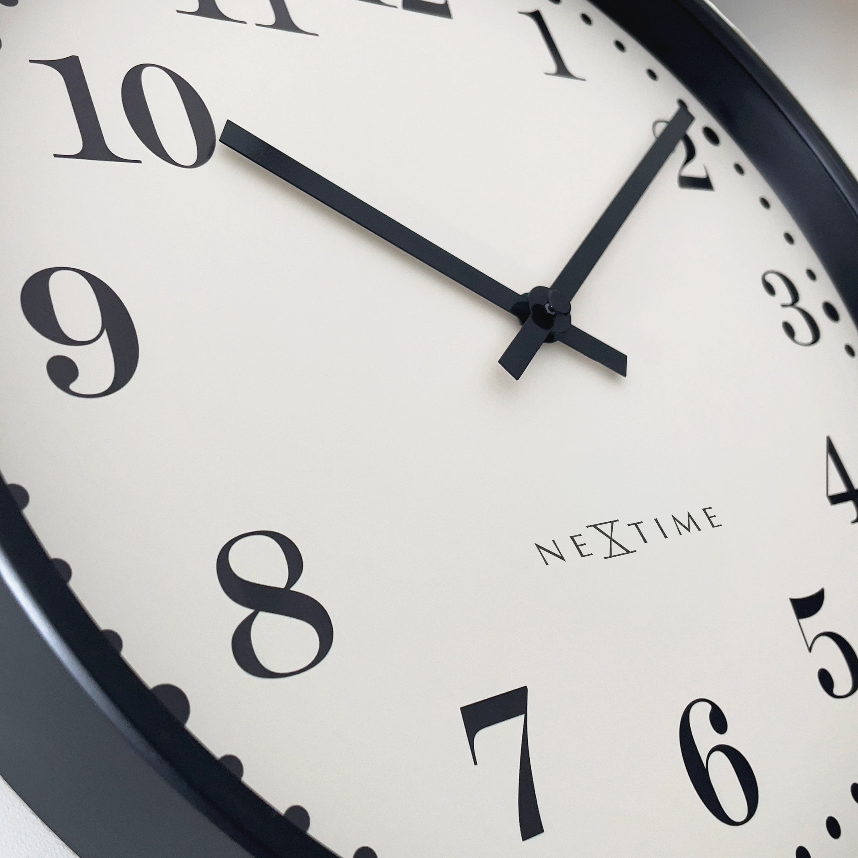 Wall clock 30cm-Silent-Black/White-Plastic-NeXtime 'Dickens' - Goat Corp