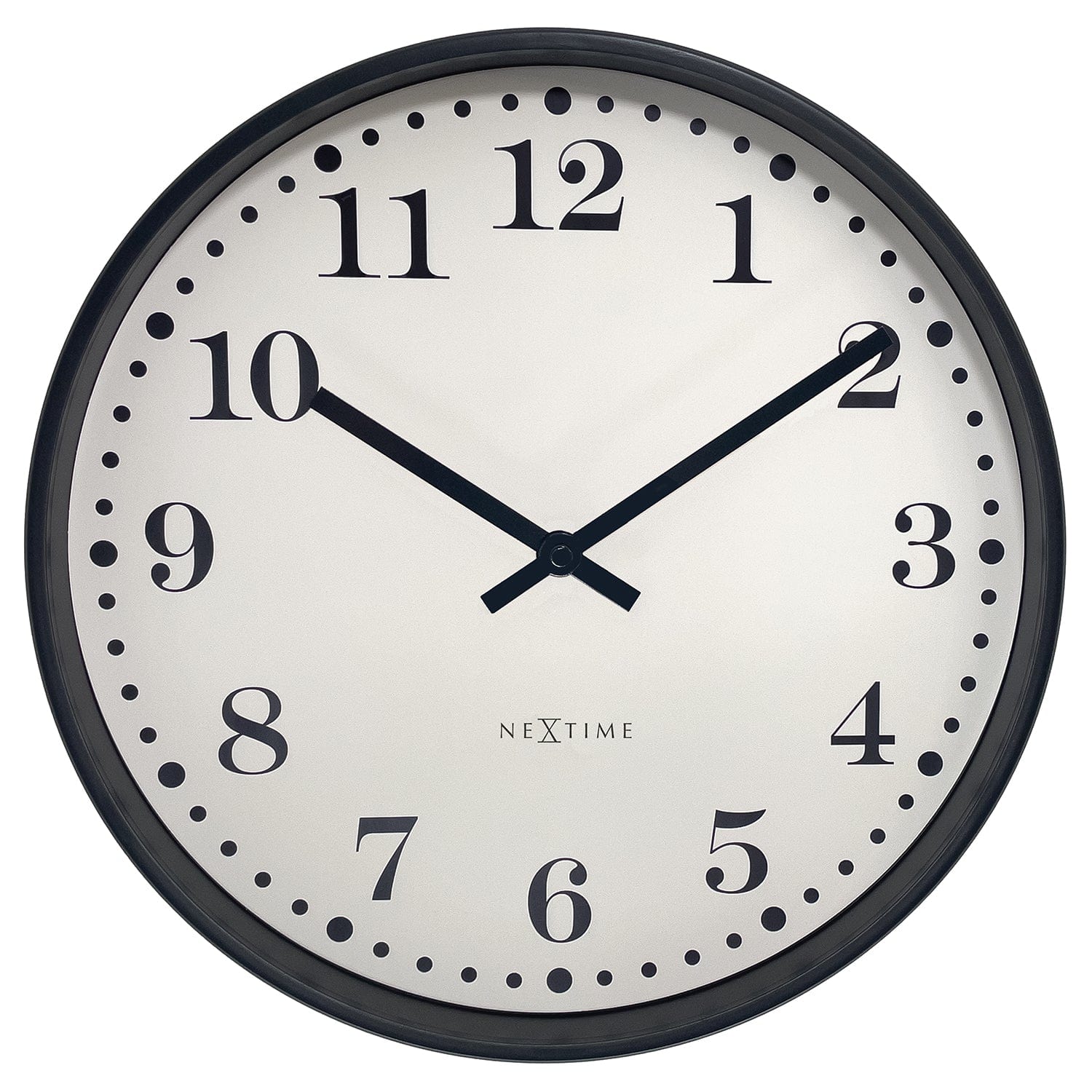 Wall clock 30cm-Silent-Black/White-Plastic-NeXtime 'Dickens' - Goat Corp