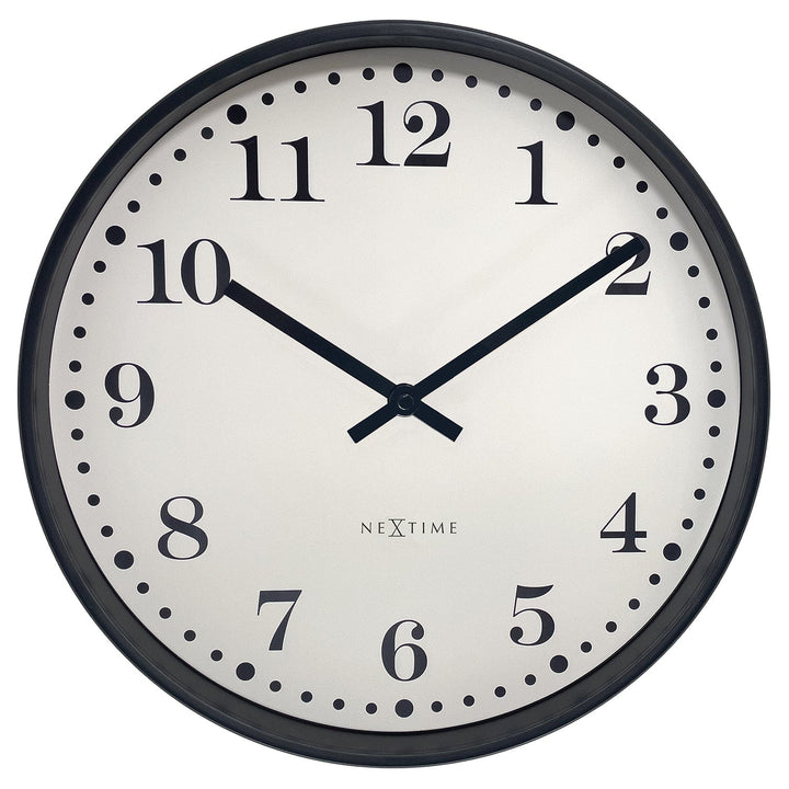 Wall clock 30cm-Silent-Black/White-Plastic-NeXtime 'Dickens' - Goat Corp