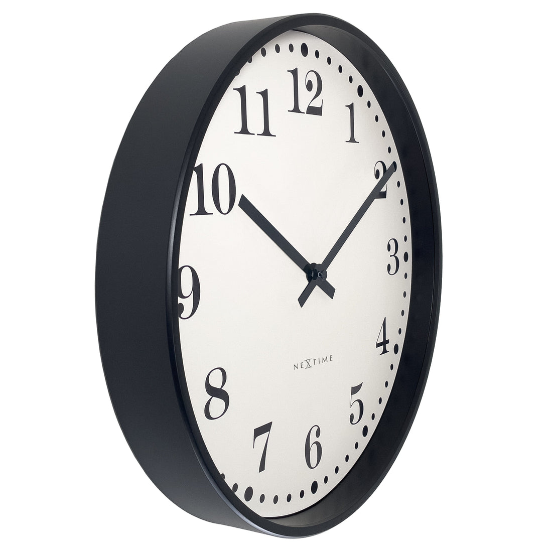 Wall clock 30cm-Silent-Black/White-Plastic-NeXtime 'Dickens' - Goat Corp
