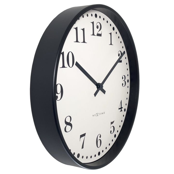 Wall clock 30cm-Silent-Black/White-Plastic-NeXtime 'Dickens' - Goat Corp