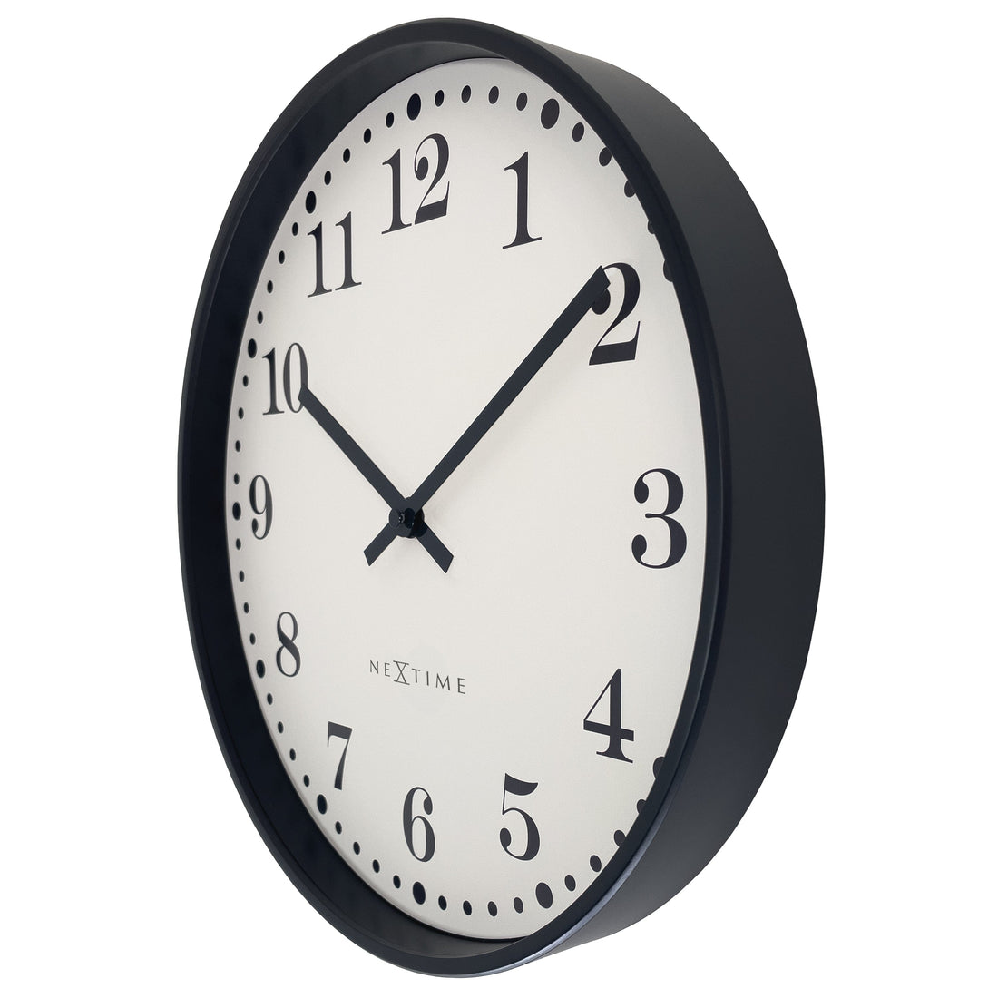 Wall clock 30cm-Silent-Black/White-Plastic-NeXtime 'Dickens' - Goat Corp