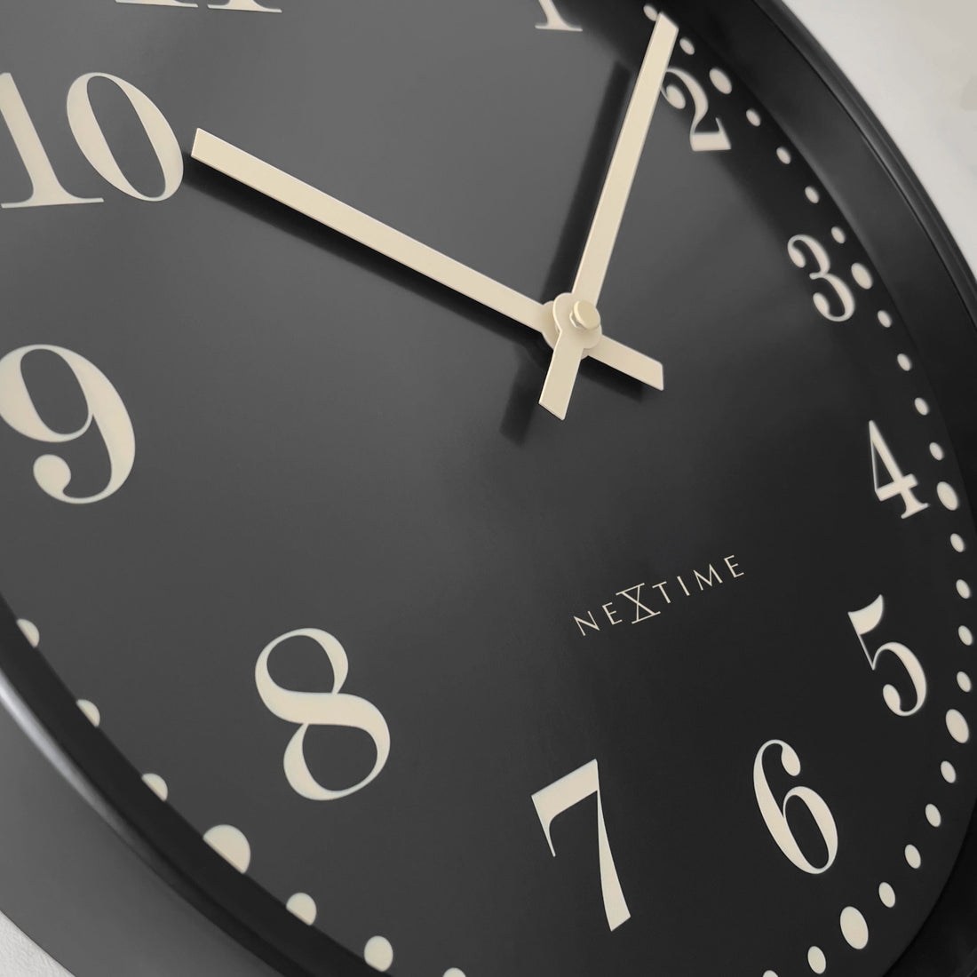 Wall clock 30cm-Silent-Black/White-Plastic-NeXtime 'Dickens' - Goat Corp