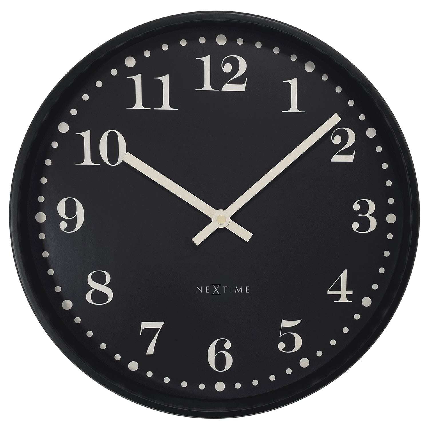 Wall clock 30cm-Silent-Black/White-Plastic-NeXtime 'Dickens' - Goat Corp