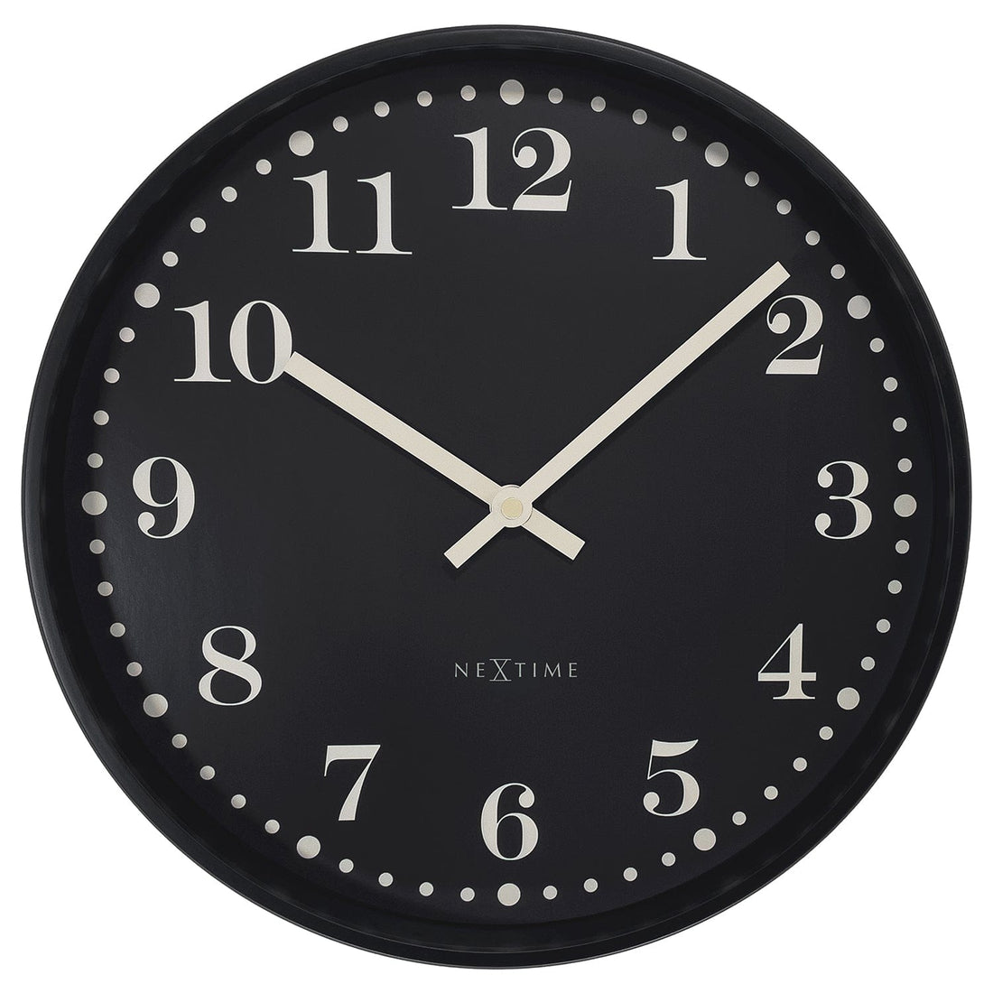 Wall clock 30cm-Silent-Black/White-Plastic-NeXtime 'Dickens' - Goat Corp