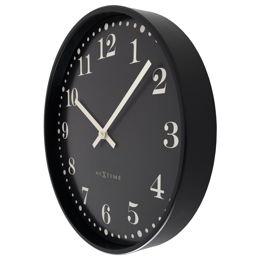 Wall clock 30cm-Silent-Black/White-Plastic-NeXtime 'Dickens' - Goat Corp