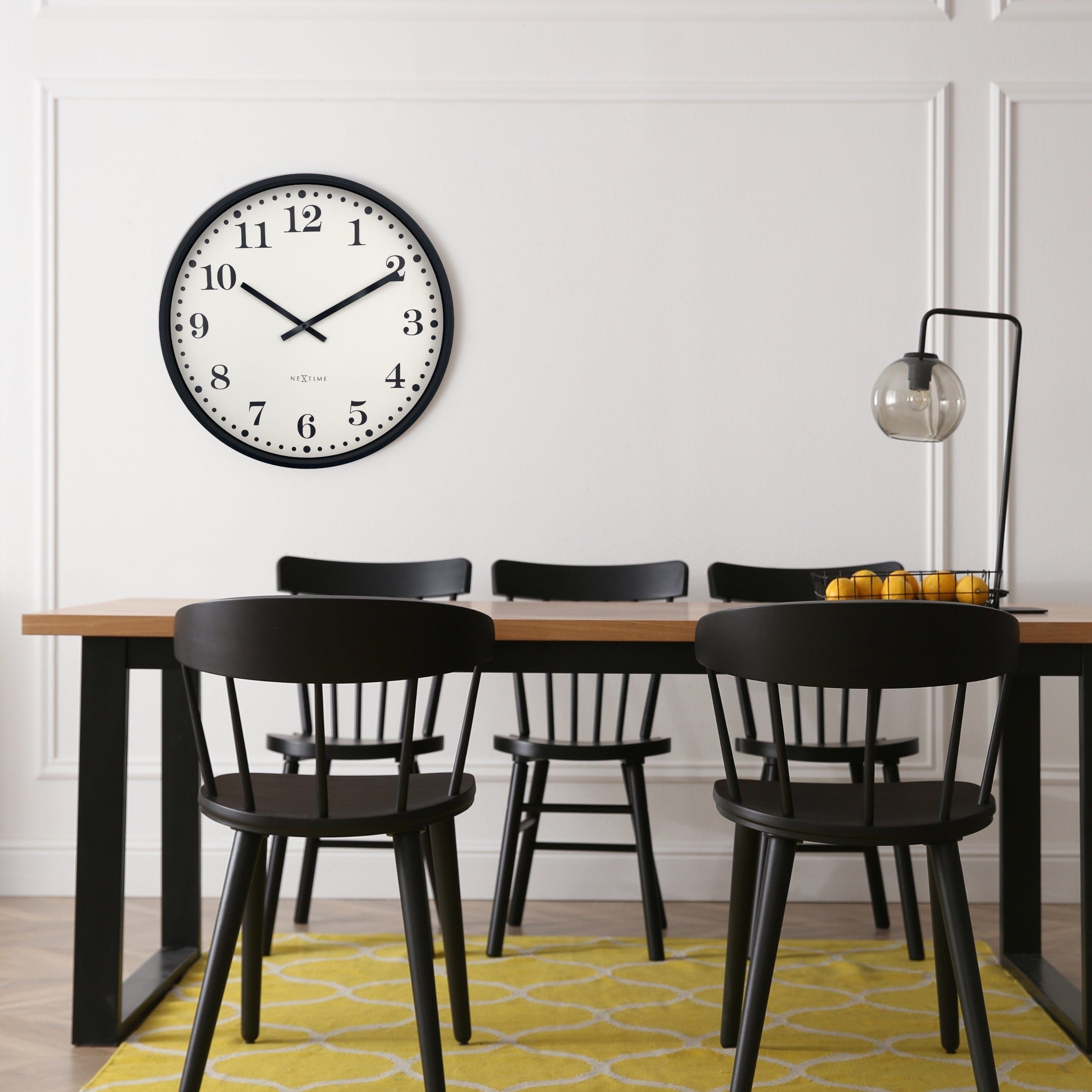Wall clock 50cm-Silent-Black/White-Plastic-NeXtime 'Dickens Large' - Goat Corp