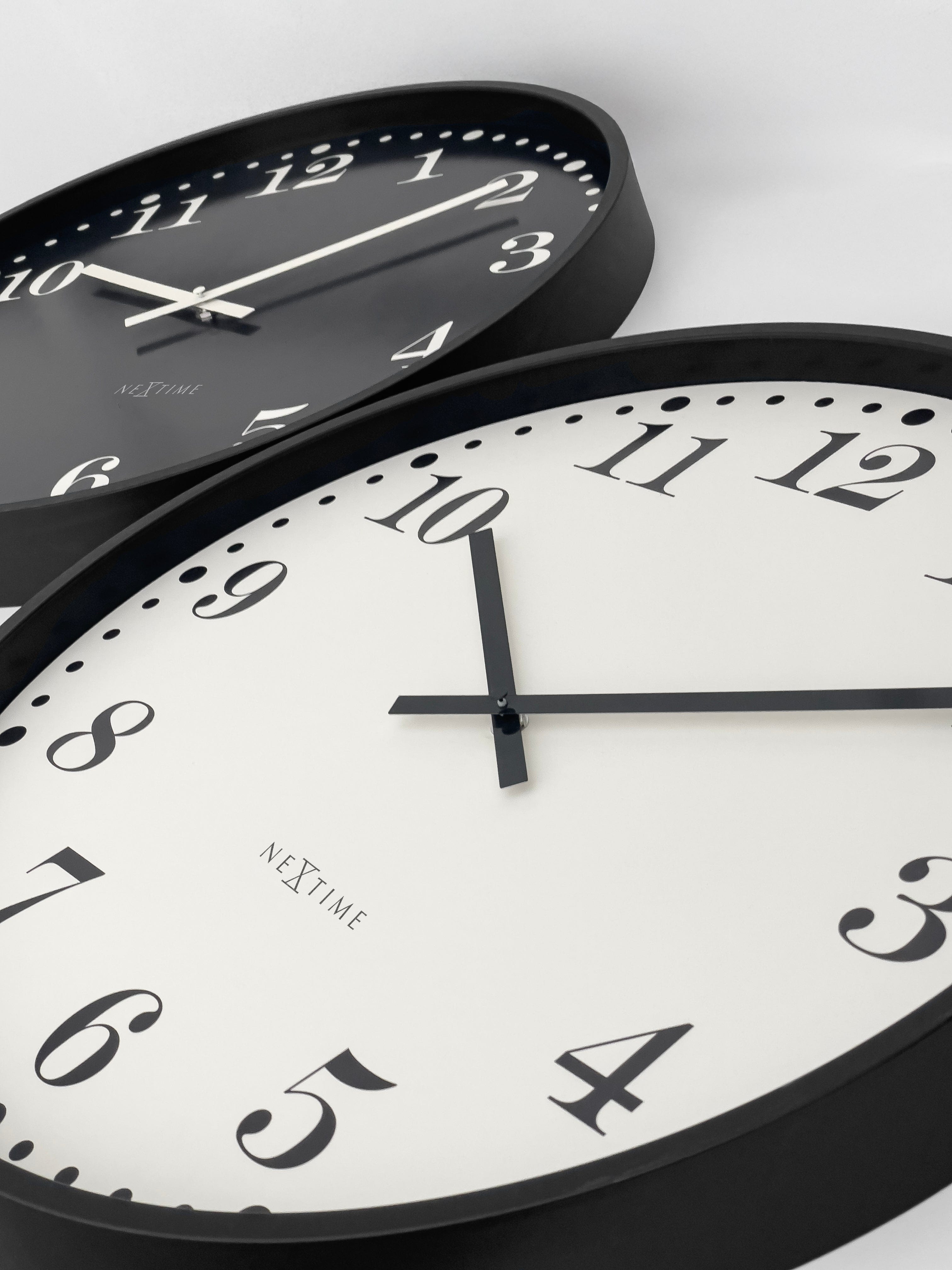 Wall clock 50cm-Silent-Black/White-Plastic-NeXtime 'Dickens Large' - Goat Corp