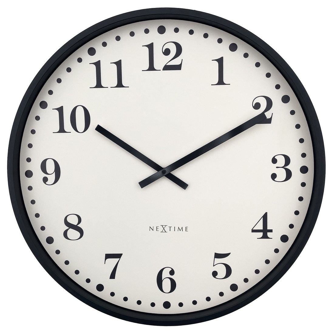 Wall clock 50cm-Silent-Black/White-Plastic-NeXtime 'Dickens Large' - Goat Corp