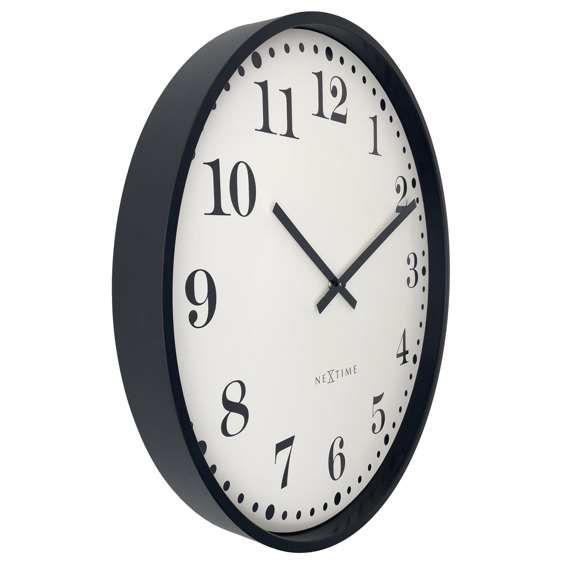 Wall clock 50cm-Silent-Black/White-Plastic-NeXtime 'Dickens Large' - Goat Corp
