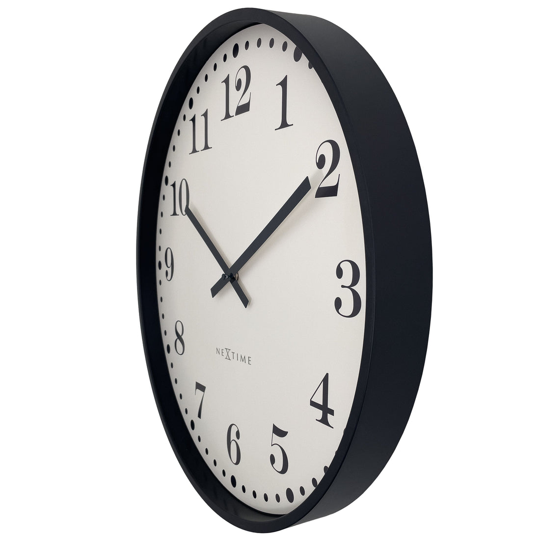 Wall clock 50cm-Silent-Black/White-Plastic-NeXtime 'Dickens Large' - Goat Corp