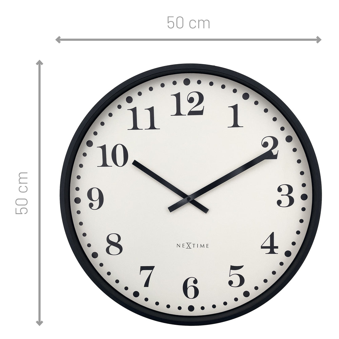 Wall clock 50cm-Silent-Black/White-Plastic-NeXtime 'Dickens Large' - Goat Corp