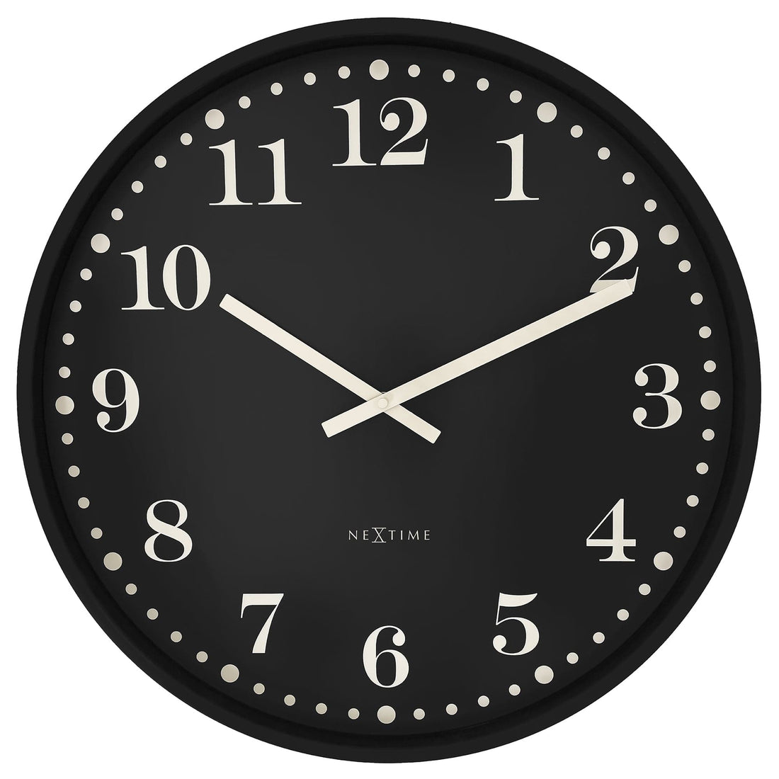 Wall clock 50cm-Silent-Black/White-Plastic-NeXtime 'Dickens Large' - Goat Corp