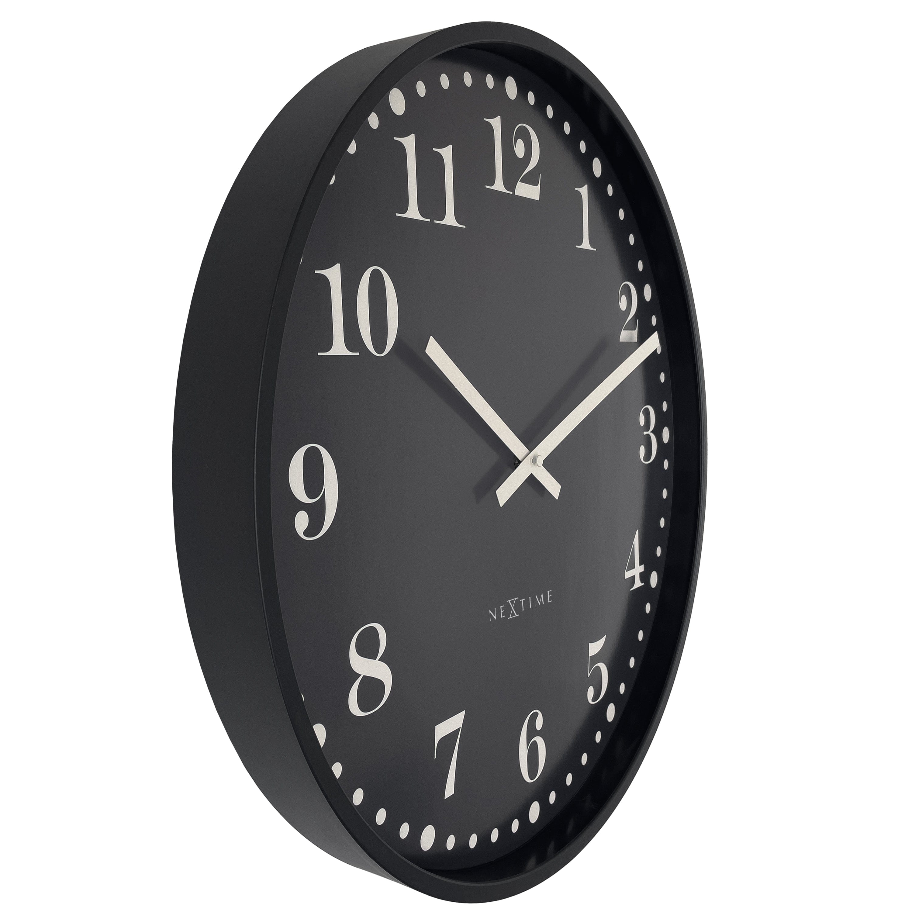 Wall clock 50cm-Silent-Black/White-Plastic-NeXtime 'Dickens Large' - Goat Corp