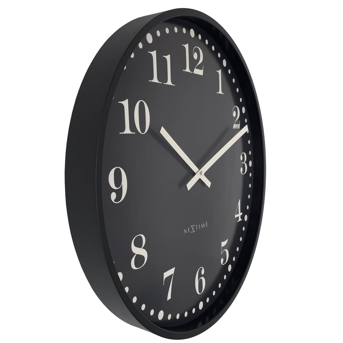Wall clock 50cm-Silent-Black/White-Plastic-NeXtime 'Dickens Large' - Goat Corp