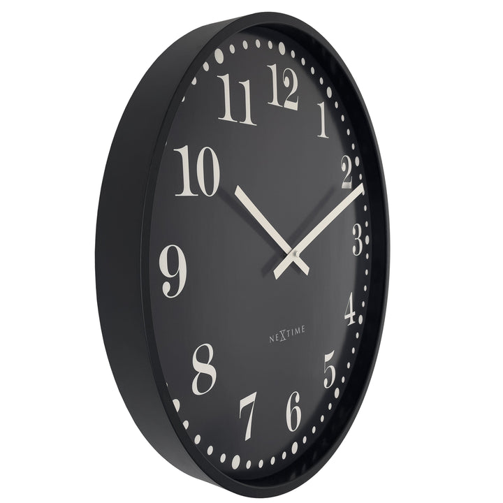 Wall clock 50cm-Silent-Black/White-Plastic-NeXtime 'Dickens Large' - Goat Corp