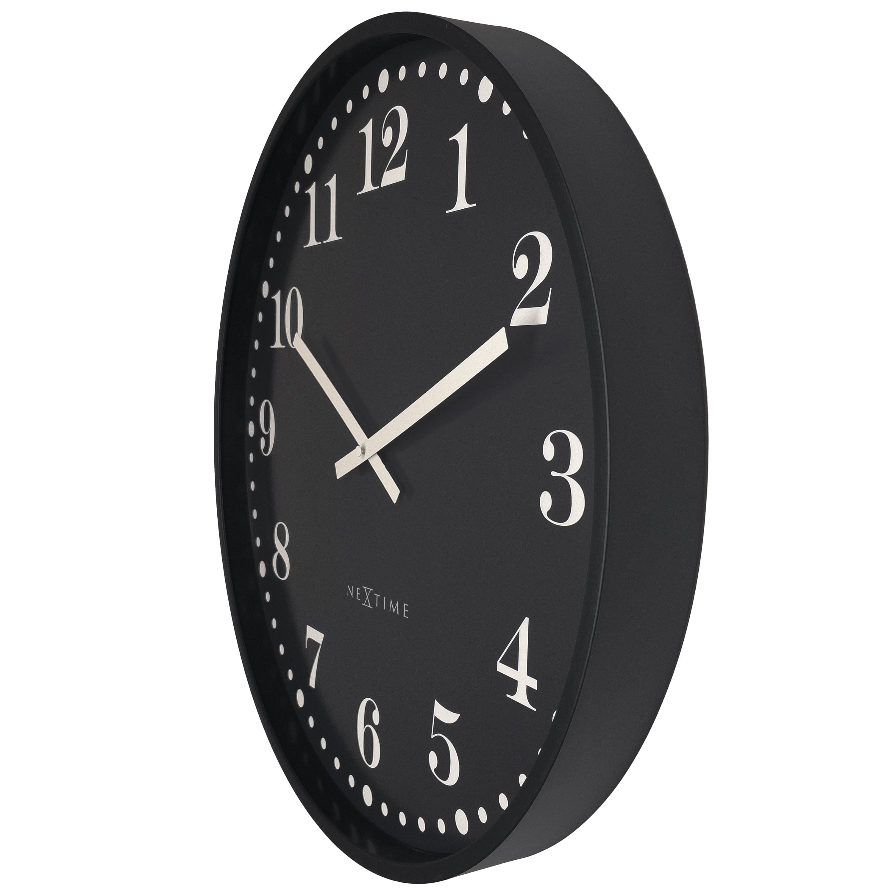 Wall clock 50cm-Silent-Black/White-Plastic-NeXtime 'Dickens Large' - Goat Corp